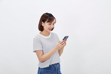Asian female business woman hand using smartphone