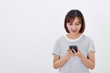 Asian female business woman hand using smartphone