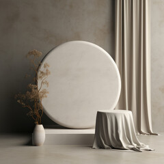 Enduring silk for a tranquil life. Minimalist mockup for podium display or showcase. AI generation