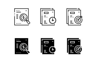 Boxy Icons - Line icons about finance and documents, time search, target