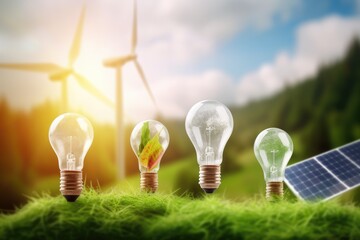 Alternative energy sources and energy efficiency. Generative AI - obrazy, fototapety, plakaty
