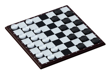 Draughts game isolated on white background. 3d render