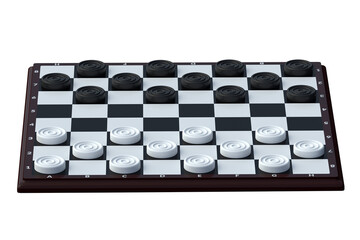 Draughts game isolated on white background. 3d render
