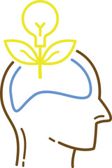 human growth mindset with light bulb  linear icons design graphic