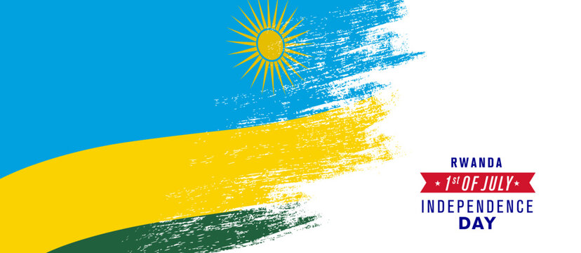 Rwanda happy independence day greeting card, banner vector illustration