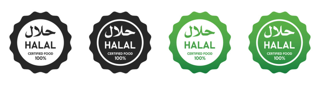  Halal food certified icon,Halal food product label set ,Muslim approved product badge sticker