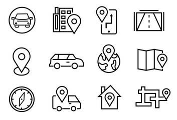 Navigation and map icons vector illustration