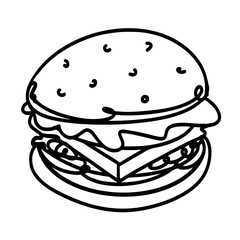 Burger sketch on white background. Vector illustration.	