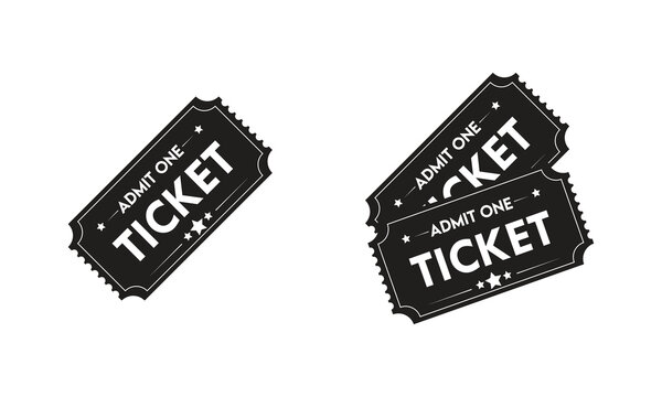 Cinema or Movie ticket in flat style ,Admit one coupon entrance vector icon set,	