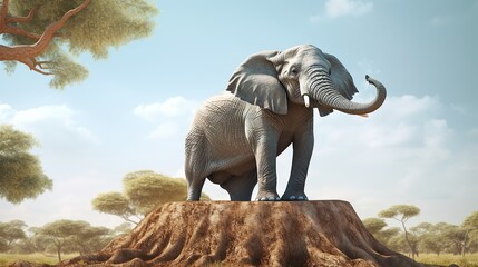 Elephant on background.  Generative AI