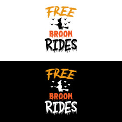 Halloween t shirt design Free Broom Rides