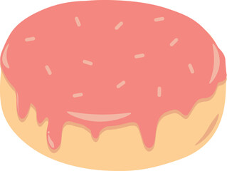Pink Donut, Cute Cartoon illustration isolated