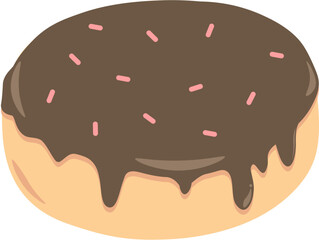 Donut with chocolate, Cute Cartoon illustration isolated