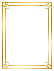 Art Deco gold frame vintage frame line geometric wedding label card frame png transparent background