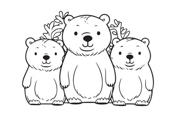Cute Bear Coloring Pages, Kids Coloring Book, Bear Vector Character Illustration