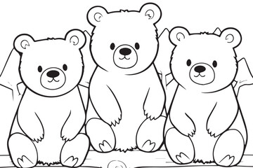 Cute Bear Coloring Pages, Kids Coloring Book, Bear Vector Character Illustration