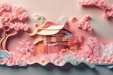 Enchanting Pink Paradise: Discover the Captivating Beauty of the Blush-Colored Village, Ai Generated image, Pink Village
