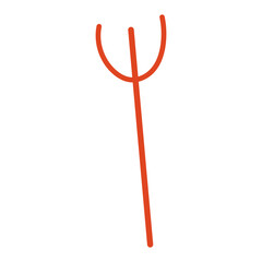 Vector illustration of the red devil trident. Halloween spooky symbol