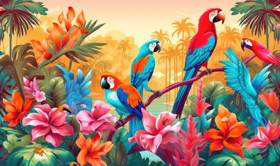 Obraz na płótnie Canvas beautiful jungle beach lagoon view palm trees and tropical leaves,