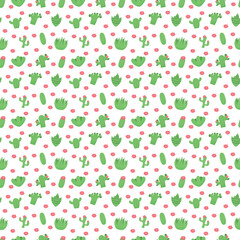 Fototapeta premium Vector cactus seamless pattern. Hand drawn doodle cacti background