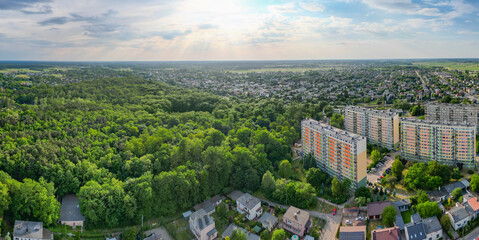 Old post-communism skyscrapers in Pabianice city - Poland 