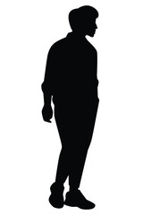 Obraz premium Man silhouette vector on white background ,people in black and white, illustration for creative content.