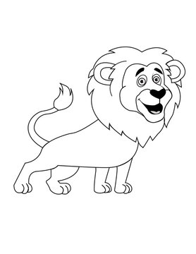lion vector drawing black in white