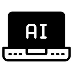 artificial intelegent icon, AI in laptop icon