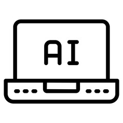 artificial intelegent icon, AI in laptop icon