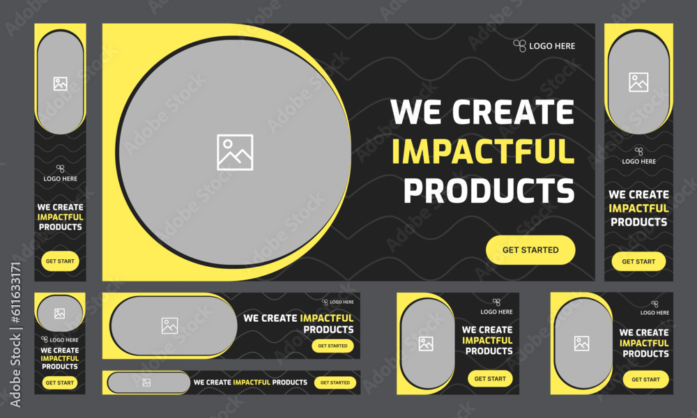 Wall mural set of digital web banner template design for soical media posts, creative agency web banner templat