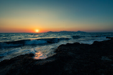 sunset at the beach in kos