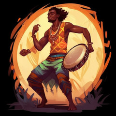 Clip art of African dancer with traditional drums