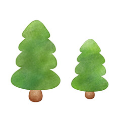 Two trees painted with watercolors