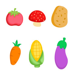 set vegetables vector icon corn  potato  carrot
