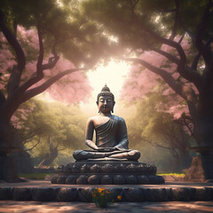 buddha statue in the forest