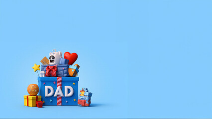 Happy Father’s Day decoration background with gift box, copy space text. generative ai.