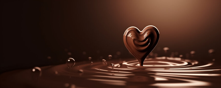 Heart shape chocolate rising from chocolate ripples