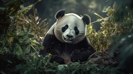 Obraz na płótnie Canvas panda cinematic background Generative AI