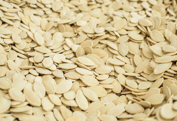 Image of pumpkin seeds stocked in market for consumption.