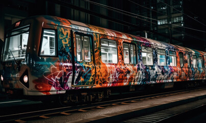 Fototapeta premium LOCOMOTORAS FRAFITEADAS EN TOKIO