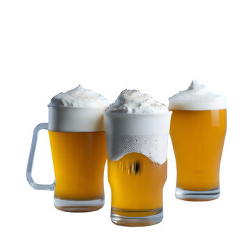 Isolated Mug of Fresh Beer with a Foamy Cap. PNG transparency