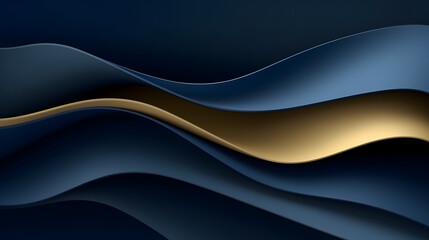 Captivating Visuals Abstract Blue and Golden Waves on Sinuous Pattern in Widescreen Background- A Delight for the Senses. Generative AI