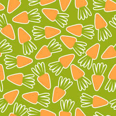 Seamless pattern with cartoon carrot. colorful vector. hand drawing, flat style. design for fabric, print, textile, wrapper