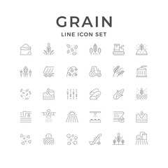 Set line icons of grain
