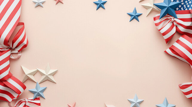 stars and stripes in pastel background