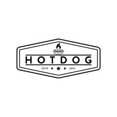 Vintage retro hotdog logo design idea