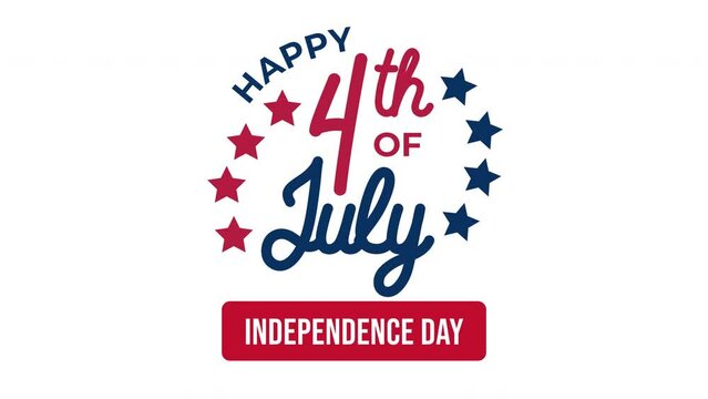 Happy Fourth of July Text Animation on Green Screen. Fourth of July Text Animation with star. Happy 4th of July Independence Day. Fourth of July lettering footage with handwritten text animation