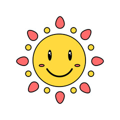 symbol,sunshine,happy,yellow,icon,bright,sun,cute,sea,summer,character,joy,design,weather,vacation,fire,vector,graphic,smiling,cartoon,sunlight,face,sunbeam,light,fun