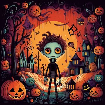 An illustration of Children's Halloween , AI Generated