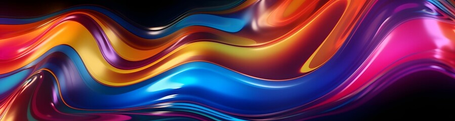 Fototapeta premium Colorful Wavy Liquid Background. 3D and Realistic Abstract Background. Generative AI